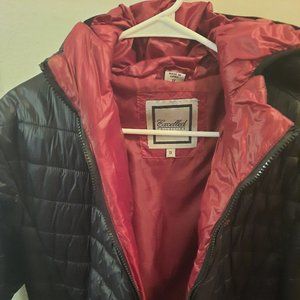 1x red and black women's puffer winter jacket